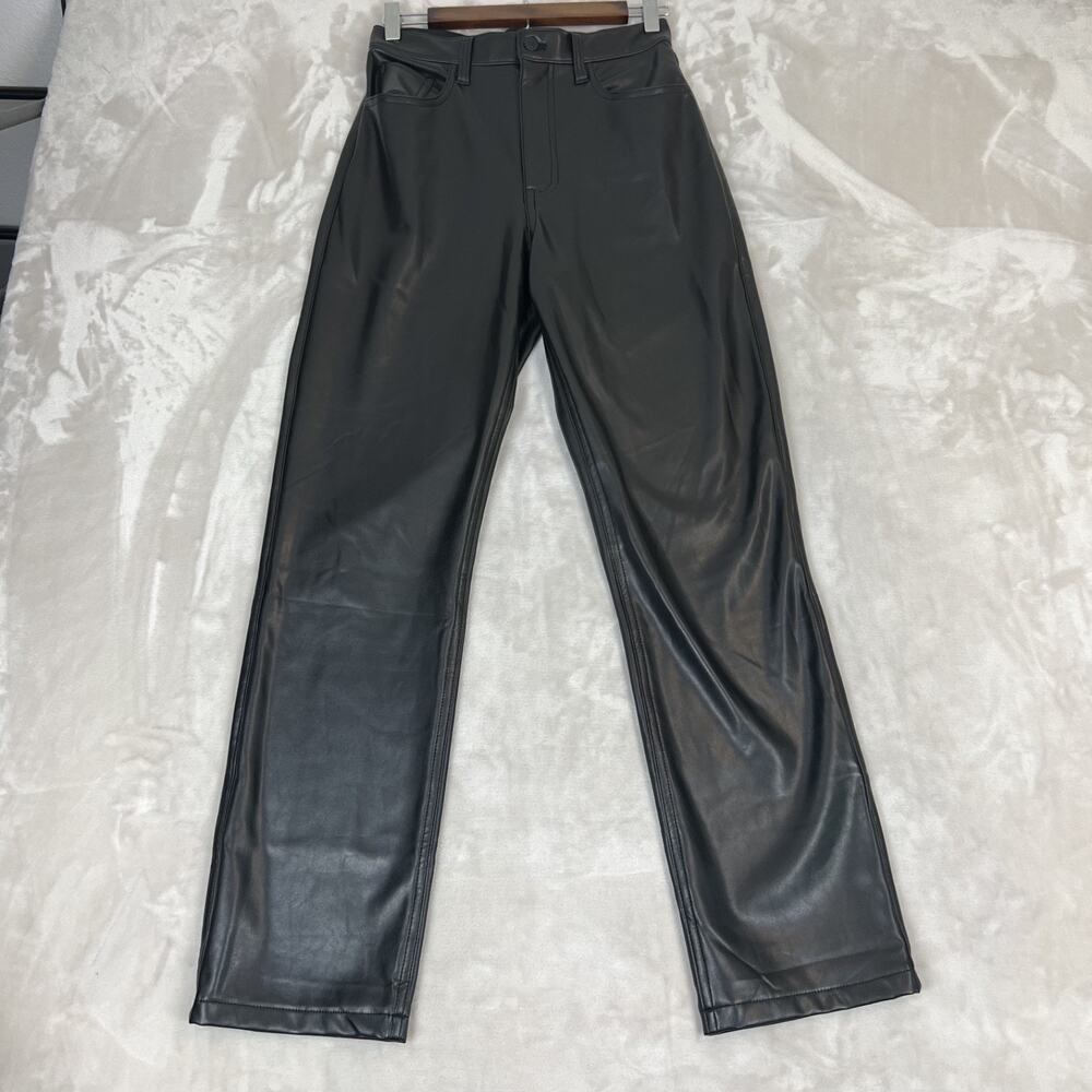 Abercrombie & Fitch Pants Womens 27/4 Black Faux Leather 90s Straight Ultra High